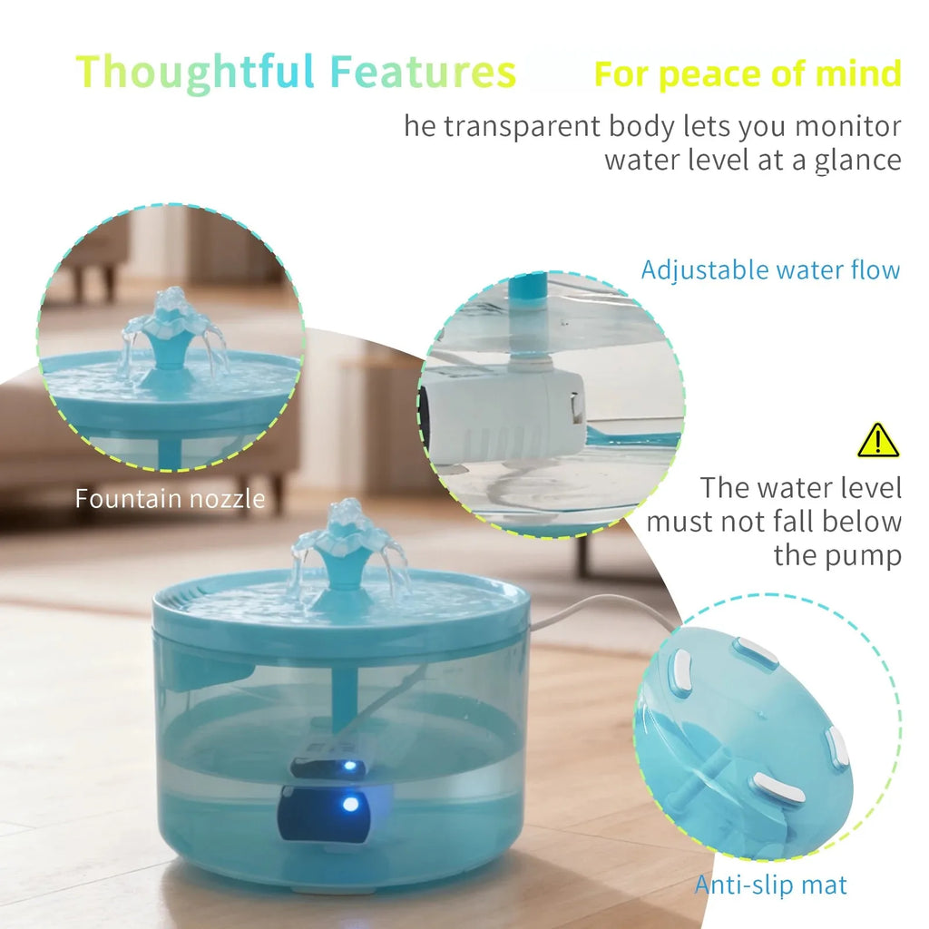 Cat Water Fountain, 1.8L/60.87oz, Pet Drinking Fountain, Fresh Drinking Water, USB Powered - Gift for Cats and Small Dogs