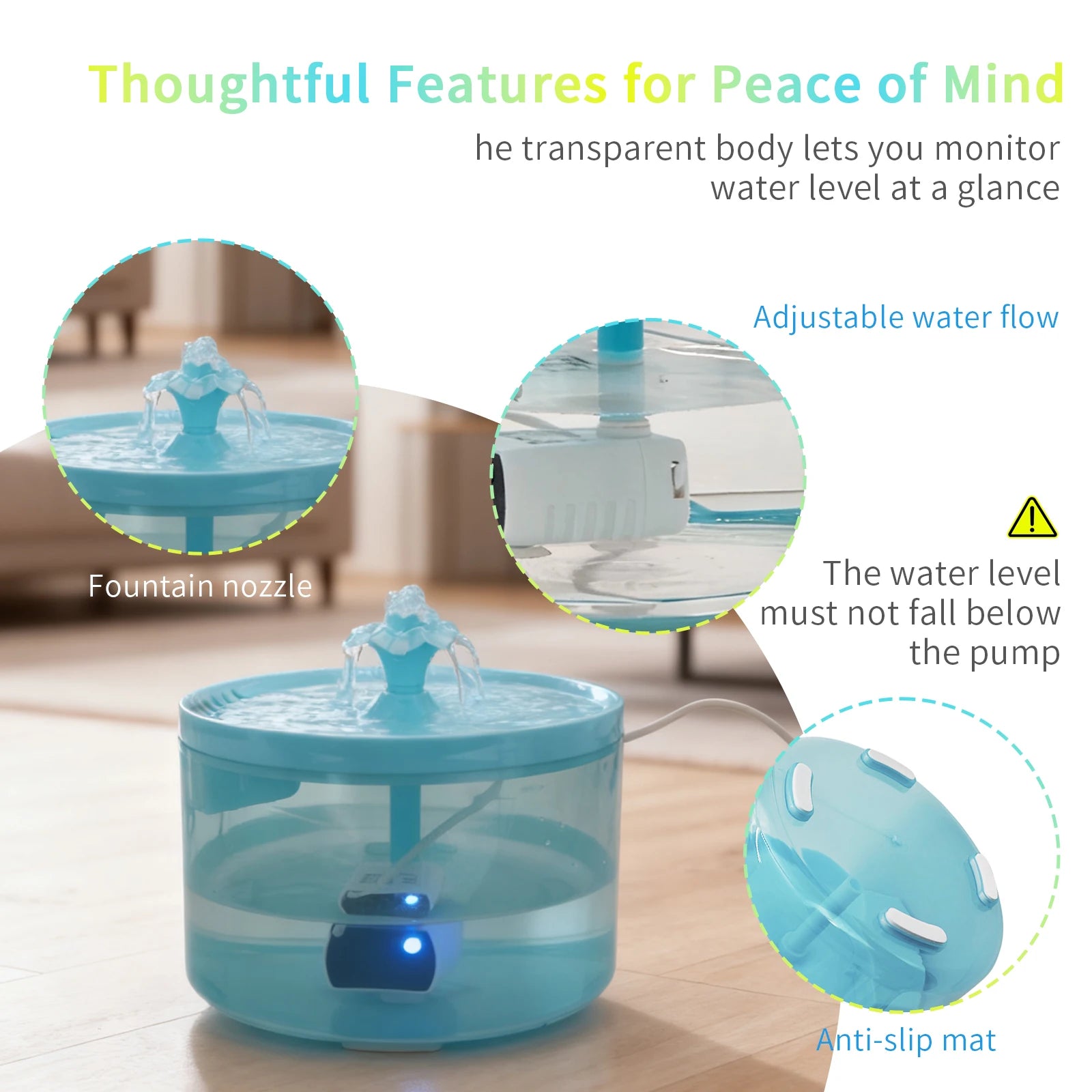 Cat Water Fountain, 1.8L/60.87oz, Pet Drinking Fountain, Fresh Drinking Water, USB Powered - Gift for Cats and Small Dogs