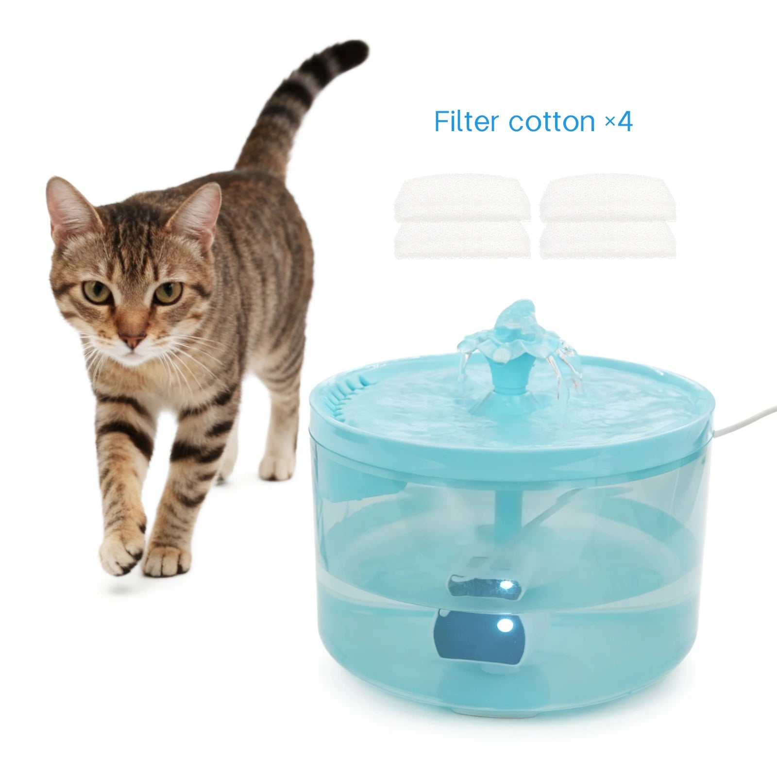 Cat Water Fountain, 1.8L/60.87oz, Pet Drinking Fountain, Fresh Drinking Water, USB Powered - Gift for Cats and Small Dogs